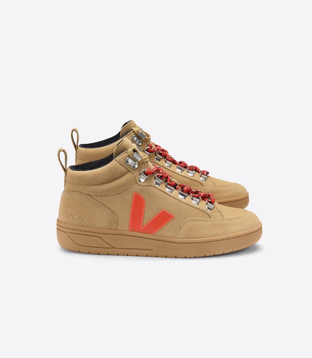 Veja Sneakers Mens - Roraima Suede - Brown/Orange - 7310QSVDC